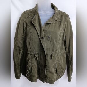 New RELATIVITY Fall Winter Casual Olive‎ Green Women's Chore Utility Jacket